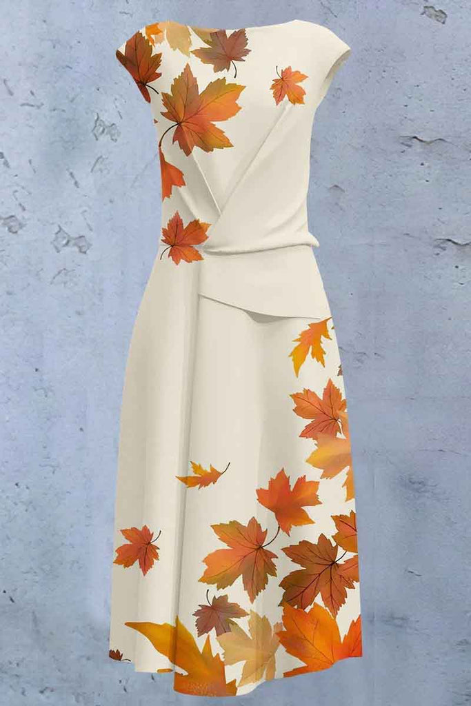 Maple Women's Leaf Artistic Design Print Maxi Dress