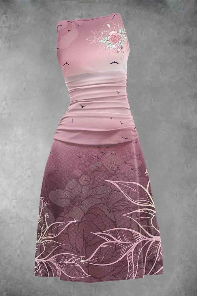 Women's Floral Art Design Midi Dress