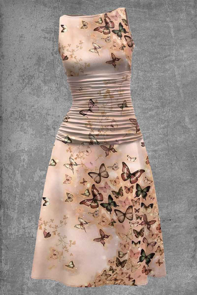 Women's Butterfly Art Design Midi Dress